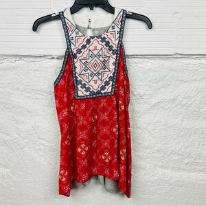 NWOT JOLT halter red embroidered boho handkerchief western shirt size large